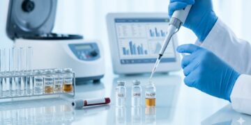 Medic specialist analizând rezultatele unui screening metabolic pentru a identifica riscul de diabet și afecțiuni cardiovasculare din timp.